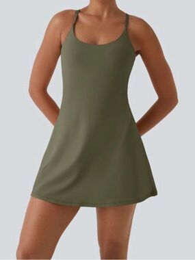 HALARA Olive Green Mini Tank Dress